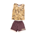 Conjunto Infantil Masculino Bege e Marrom Estampa Verão | Duduka