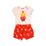Conjunto Infantil Feminino Branco e Vermelho Estampa Frutas | KYLY