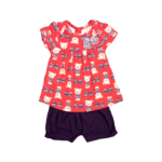 Conjunto Infantil Feminino Vermelho e Preto Estampa Ursinho | KYLY
