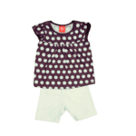 Conjunto Infantil Feminino Azul Marinho e Verde Água Estampa Bolinhas | Luka Puka